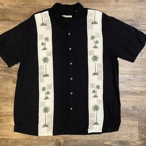 Batik Bay Black Palm Tree Print‎ Men's XL Shirt Retro Tropical Resort Y2K Cabana